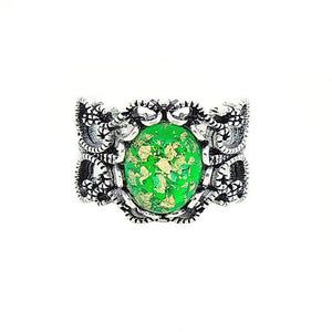 Filigree Green Fire Opal Statement Ring Women Ginger Lyne Collection - Green/Gold,7