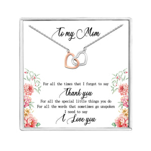 Mom Greeting Card Sterling Silver Infinity Hearts Necklace Women Ginger Lyne - Mom-093