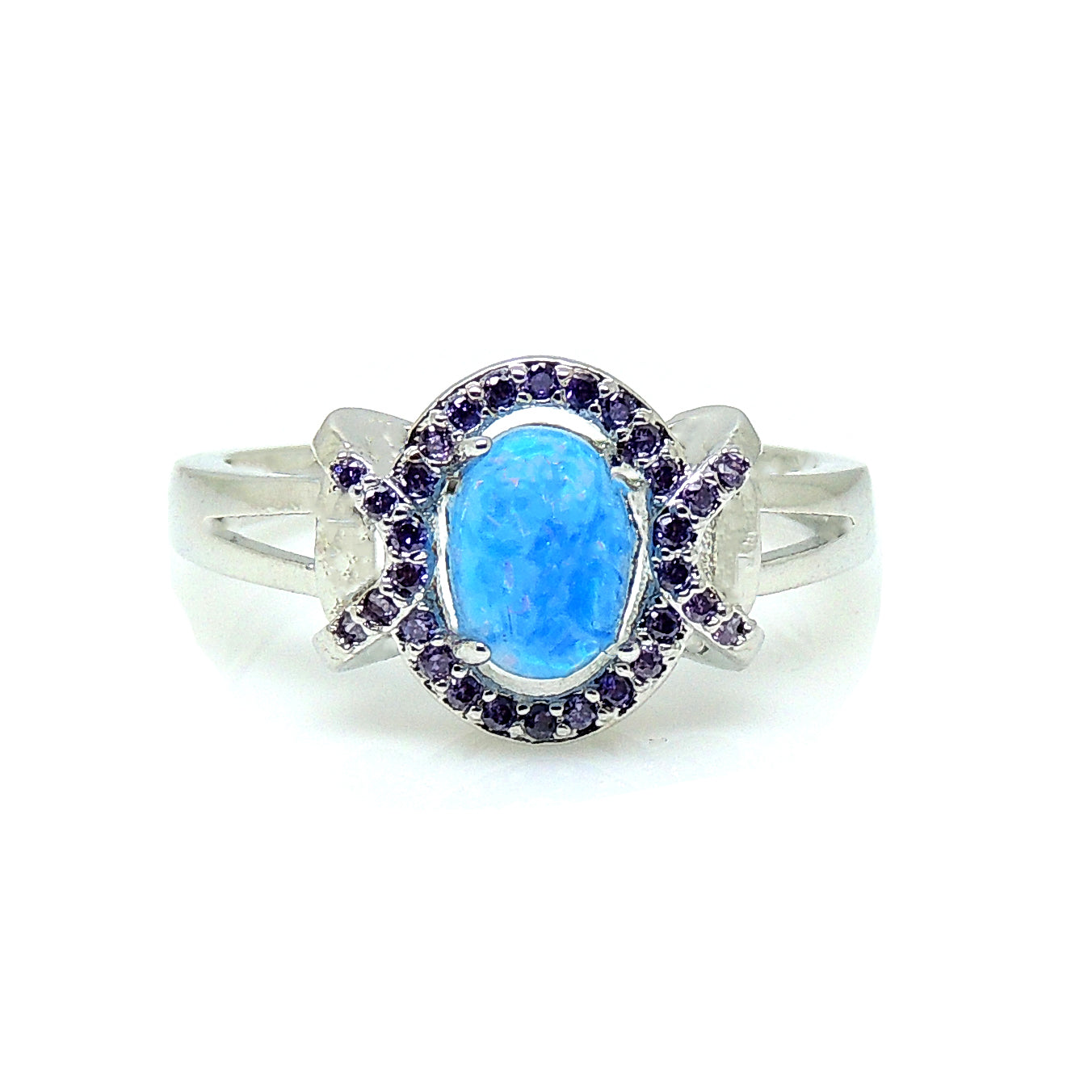 Cheyna Statement Ring Blue Fire Opal Purple CZ Ginger Lyne Collection - 7