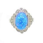 Load image into Gallery viewer, Gianna Statement Ring Oval Shape Blue Fire Opal Womens Ginger Lyne - 10
