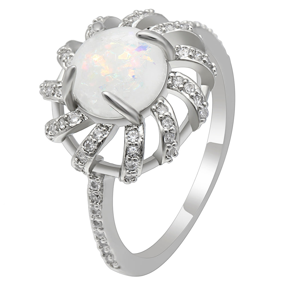 Mckayla Statement Ring Created Fire Opal Clear Cz Womens Ginger Lyne - 6