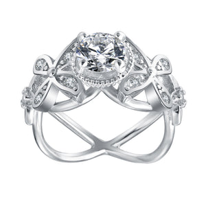 Deb Engagement Ring Cz Flower Wedding White Gold Plated Ginger Lyne - 5