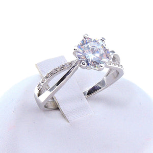 Kerri Engagement Ring Solitaire Cz Sterling Silver Womens Ginger Lyne - 6
