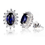 Load image into Gallery viewer, Kate Sterling Silver Blue Clear CZ Stud Earrings Womens Ginger Lyne - blue
