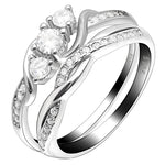 Load image into Gallery viewer, Lydia Bridal Set Women Sterling Silver 3 Stone Engagement Ring Ginger Lyne - 10
