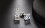 Load image into Gallery viewer, Princess 6mm Stud Earrings White Gold Plated Cz Womens Ginger Lyne - Blue
