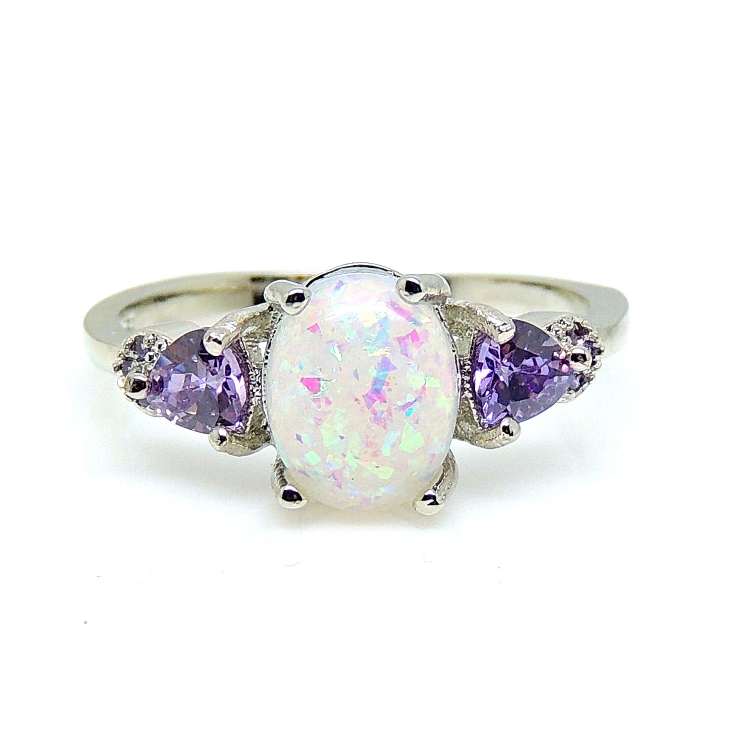 Celia Fire Opal Ring Purple Engagement Womens Ginger Lyne Collection - 11
