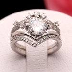 Load image into Gallery viewer, Lyona Bridal Set Womens Cz Sterling Silver Engagement Ring Ginger Lyne Collection - 6
