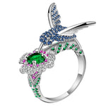 Load image into Gallery viewer, Hummingbird Statement Ring Bird Blue Cz Womens Ginger Lyne Collection - 6
