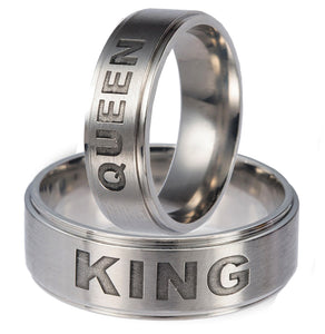 King or Queen Stainless Steel Wedding Band Ring Men Women Ginger Lyne - Hers-Queen,10.5