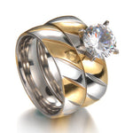 Load image into Gallery viewer, Bree Bridal Set Women Stainless Steel Engagement Ring 6mm Band Ginger Lyne - 10.5
