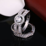 Load image into Gallery viewer, Angelina Bridal Set Cubic Zirconia Engagement Ring Band Womens Ginger Lyne Collection - 10
