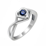 Load image into Gallery viewer, Christine Promise Ring Heart Engagement Women Silver Cz Ginger Lyne - September Blue,10
