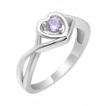 Load image into Gallery viewer, Christine Promise Ring Heart Engagement Women Silver Cz Ginger Lyne - June Lilac,8
