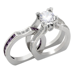 Skylar Bridal Set Band Inserts Engagement Ring Cz Womens Ginger Lyne - Purple/Clear,9