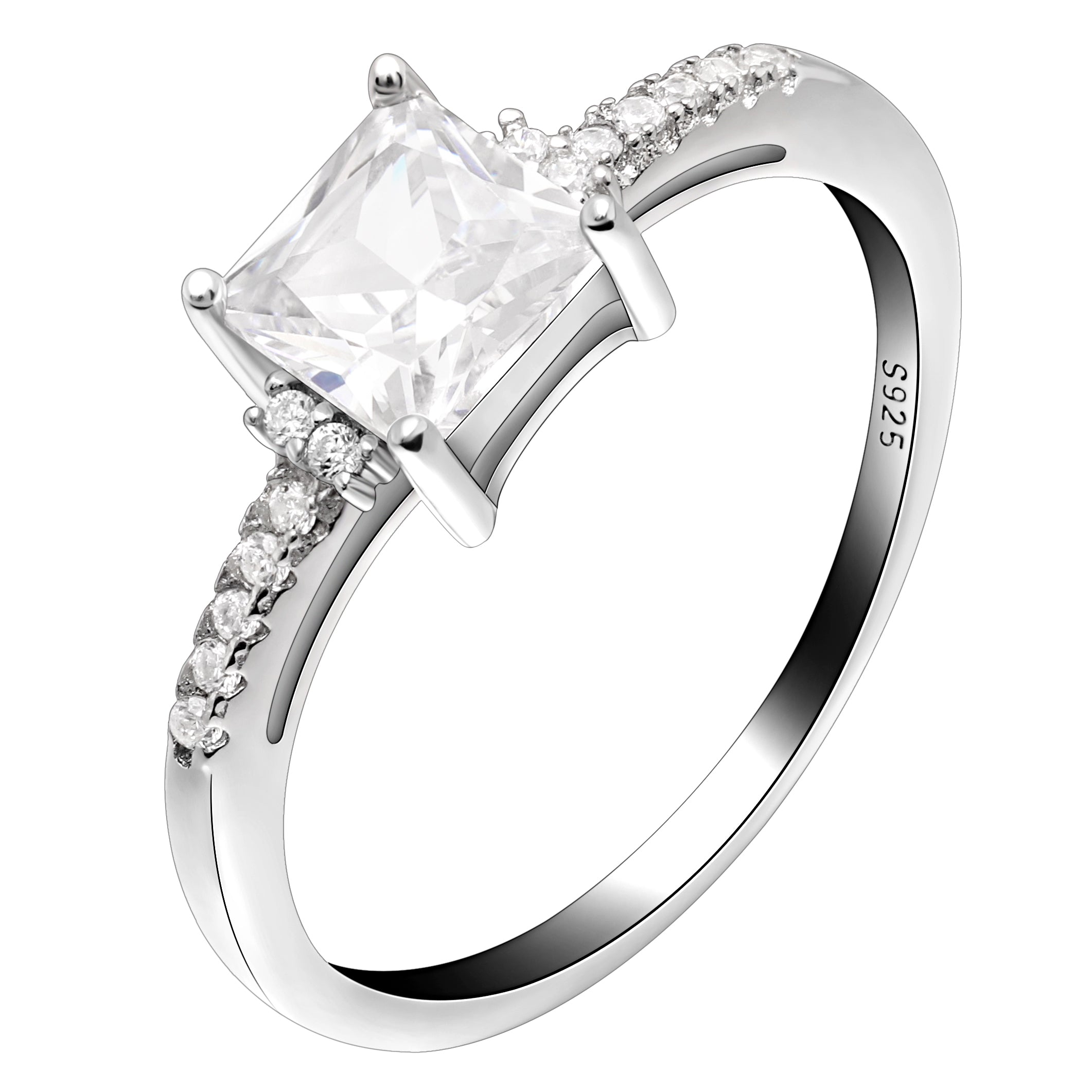 Morgan Engagement Ring Princess Cz Sterling Silver Women Ginger Lyne - 12