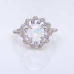 Load image into Gallery viewer, Mckayla Statement Ring Created Fire Opal Clear Cz Womens Ginger Lyne - 10
