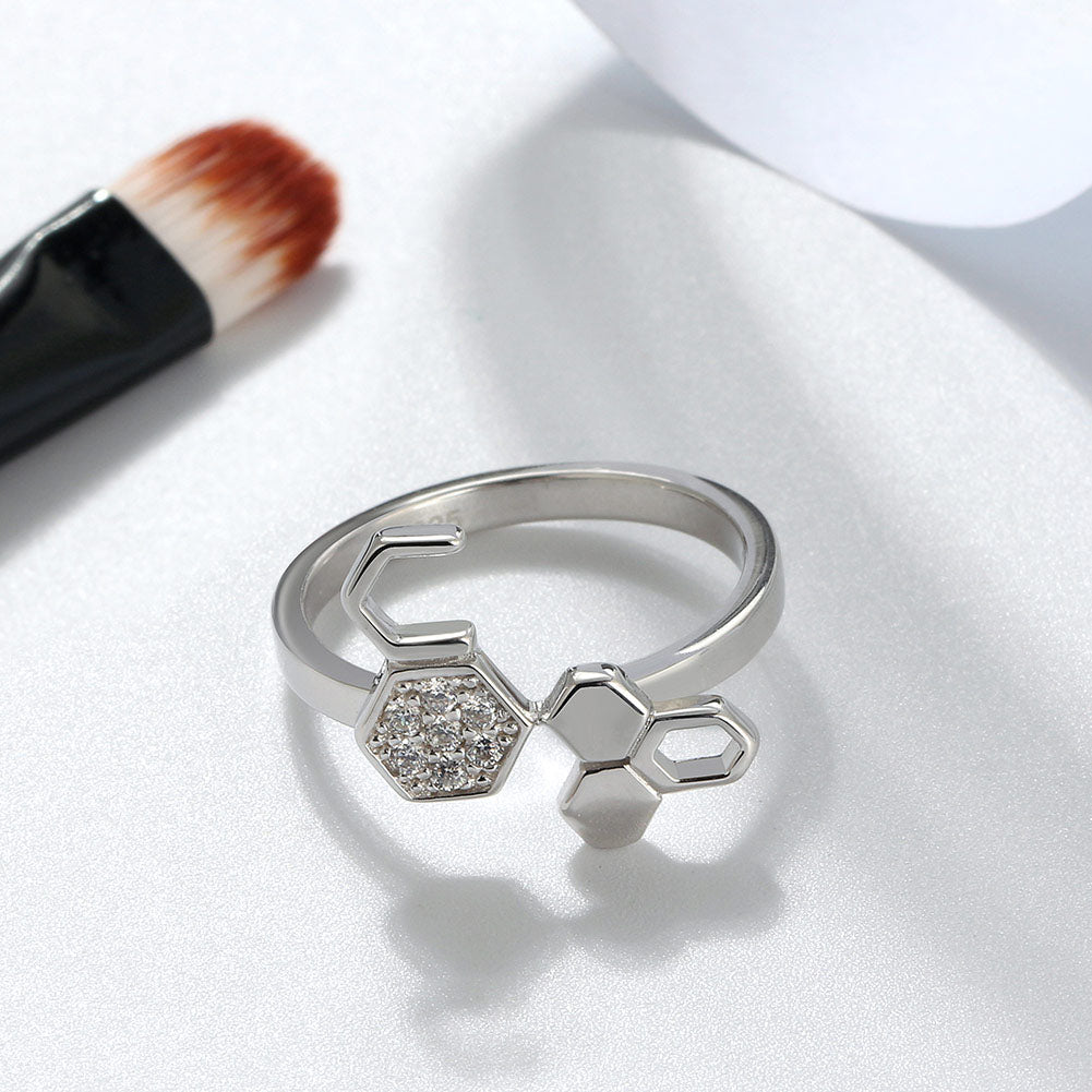 Honeycomb Series Ring Cz Sterling Silver Bee Jewelry Girls Ginger Lyne - 6