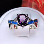 Load image into Gallery viewer, Bonnie Ring Purple Pear Blue Fire Opal Cubic Zirconia Women Ginger Lyne - 10
