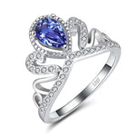 Load image into Gallery viewer, Crown Engagement Enhancer Ring Blue Cz Sterling Silver Womens Ginger Lyne - 6
