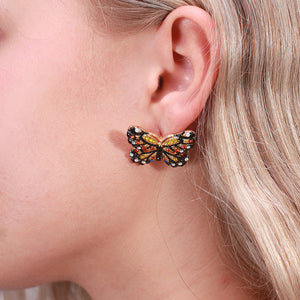 Butterfly Stud Earrings Cubic Zirconia Women Ginger Lyne Collection - Purple