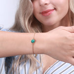 Load image into Gallery viewer, Chain Bracelet Gold Sterling Silver Green Turquoise Girls Ginger Lyne - Green
