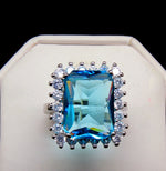 Load image into Gallery viewer, Maribeth Statement Ring Created Blue Topaz Clear Cz Womens Ginger Lyne - 10
