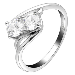 Giulia Engagement Ring Sterling Silver Cz 2 Stone Womens Ginger Lyne - 9