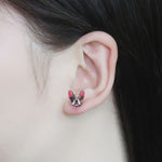 Load image into Gallery viewer, French Bulldog Boston Terrier Stud Earrings Enamel Colorful From the Ginger Lyne Collection - Style 1
