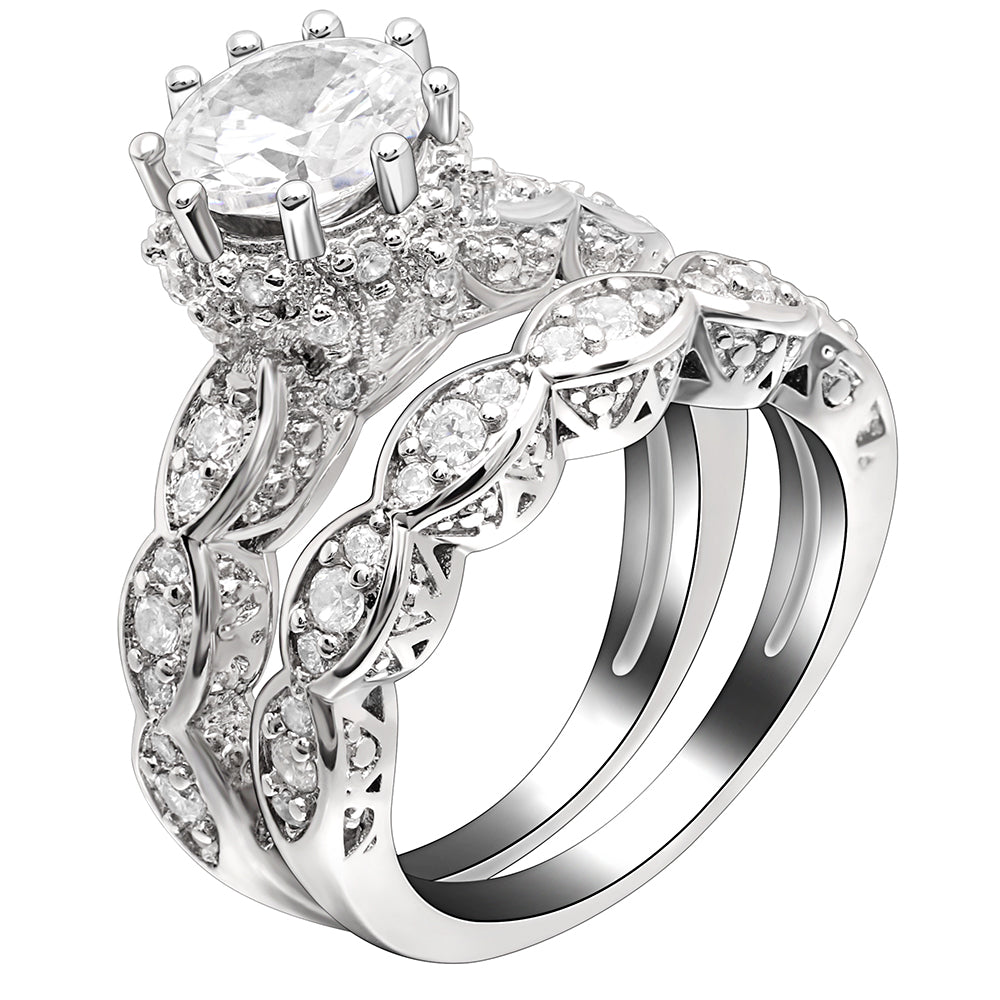 Nickie Bridal Set Engagement Ring Wedding Band Cz Womens Ginger Lyne Collection - 9