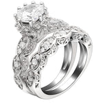 Load image into Gallery viewer, Nickie Bridal Set Engagement Ring Wedding Band Cz Womens Ginger Lyne - 9

