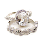 Load image into Gallery viewer, Amara Bridal Set Engagement Ring Wedding Band Cubic Zirconia Ginger Lyne - Rose Gold,10
