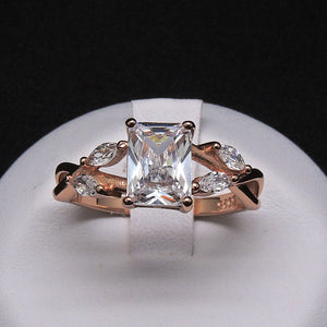 Brendi Engagement Ring Rose Gold Sterling Emerald Marquise Womens - 6