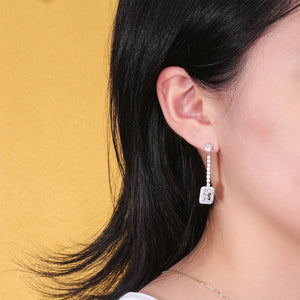 Halo Dangle Earrings Sterling Silver Clear Cubic Zirconia Womens Ginger Lyne - Clear