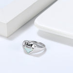 Load image into Gallery viewer, Heart Ring Engraved Faith Created Fire Opal Sterling Silver by Ginger Lyne - 6
