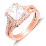 Load image into Gallery viewer, Nancy Bridal Set Rose Gold Sterling Silver Ring Cz Womens Ginger Lyne Collection - 8
