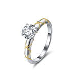 Load image into Gallery viewer, Amore Mia Engagement Ring Women 1 Ct Moissanite Sterling Silver Ginger Lyne - Gold Trim,6
