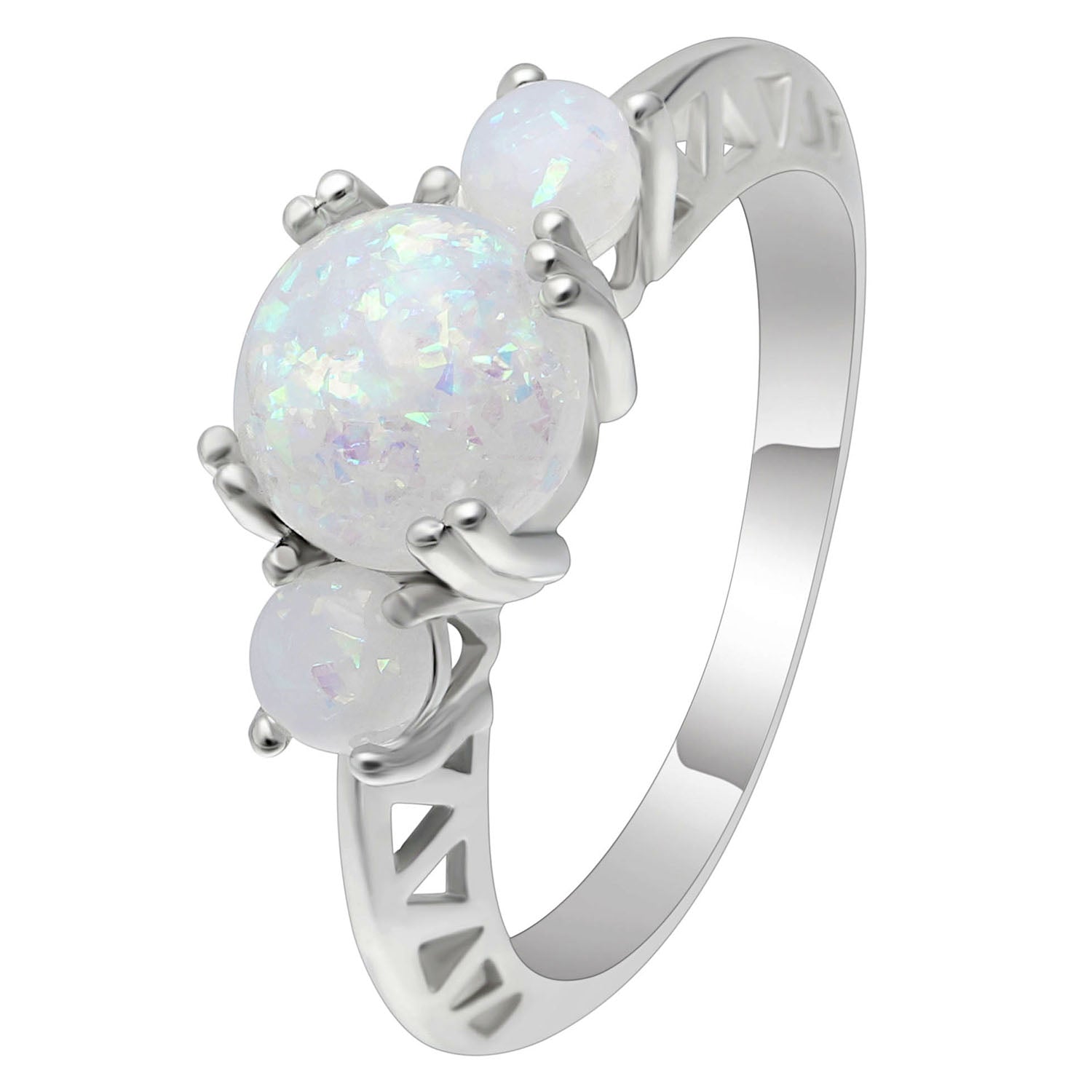Fleur Statement Ring 3 Stone Fire Opal Engagement Womens Ginger Lyne Collection - 6