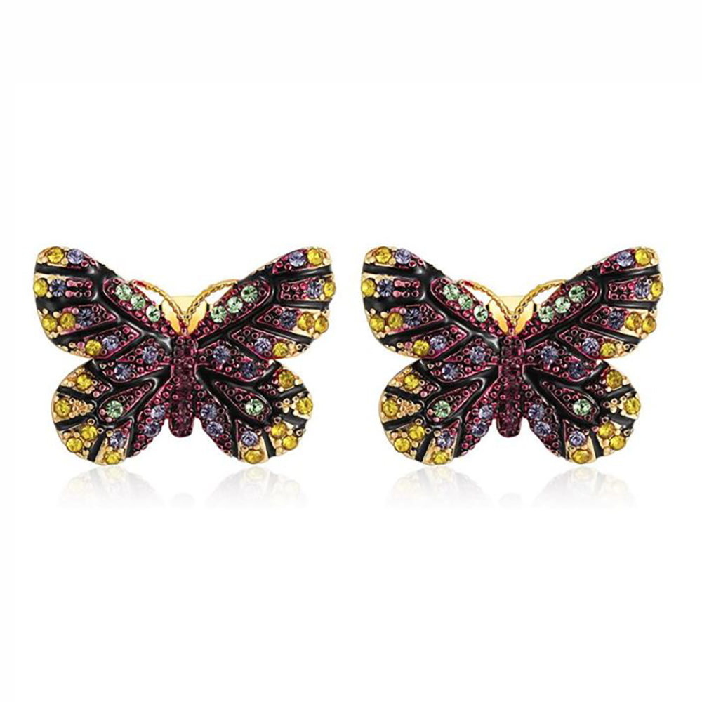 Butterfly Stud Earrings Cubic Zirconia Women Ginger Lyne Collection - Purple