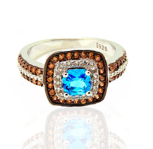 Coco Halo Engagement Ring Women Chocolate Blue Cz Ginger Lyne - 10