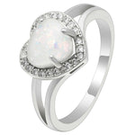 Load image into Gallery viewer, Jersey Promise Ring Heart Shape Fire Opal Clear Cz Womens Ginger Lyne - 11
