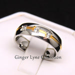 Load image into Gallery viewer, Thomas Wedding Ring Band Gold Stainless Steel Men Women CZ Ginger Lyne - 10
