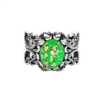 Load image into Gallery viewer, Filigree Green Fire Opal Statement Ring Women Ginger Lyne Collection - Green/Gold,5
