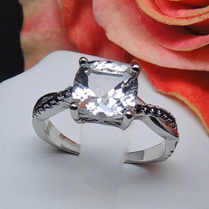 Elin Engagement Ring Rose Sterling Silver Cz Band Women Ginger Lyne Collection - 6