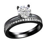Load image into Gallery viewer, Envy Bridal Set Solitaire Silver 1.25Ct Engagement Womens Ginger Lyne - Black/Clear Set,10
