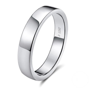 Wedding Band Ring for Men or Women Plain 4mm Sterling Silver Ginger Lyne Collection - 6.5