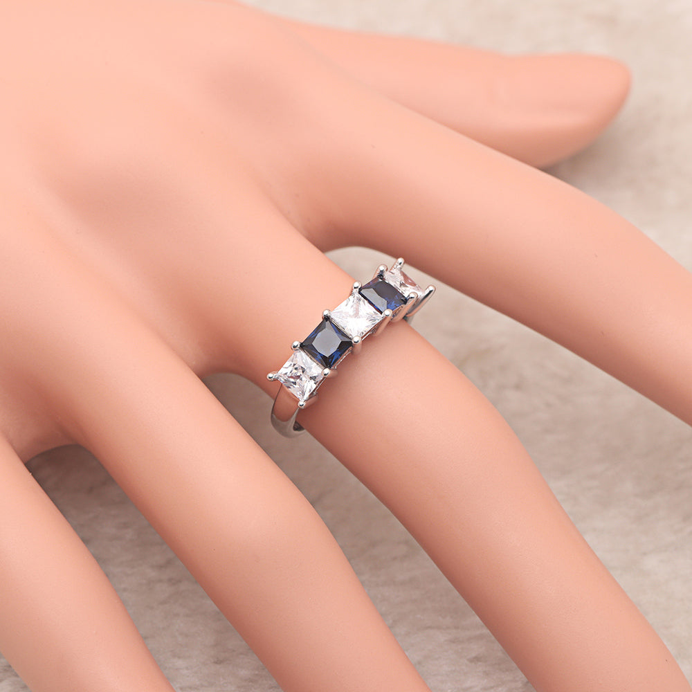 Katie Anniversary Band Ring Sterling Silver Blue CZ Womens Ginger Lyne - 10