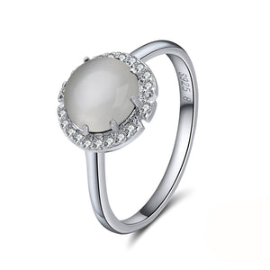 Round Cats Eye Statement Ring Sterling Silver Cz Womens by Ginger Lyne - White,6