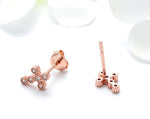 Load image into Gallery viewer, Cross Stud Earrings for Women or Girls Cz Rose Gold Sterling Silver Ginger Lyne Collection - Rose Gold
