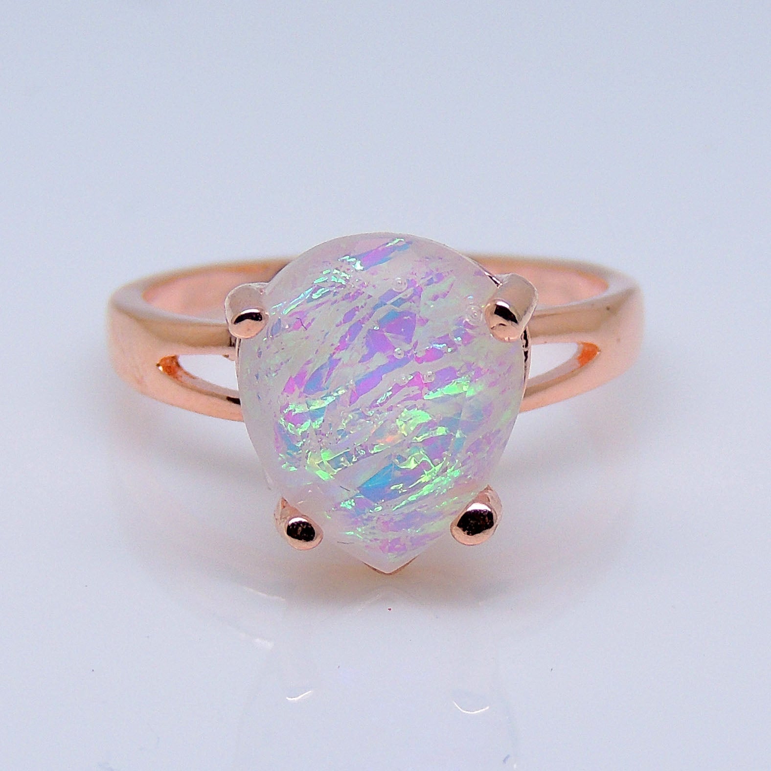 Aviana Simulated Fire Opal Ring Teardrop Womens Engagement Ginger Lyne - 6